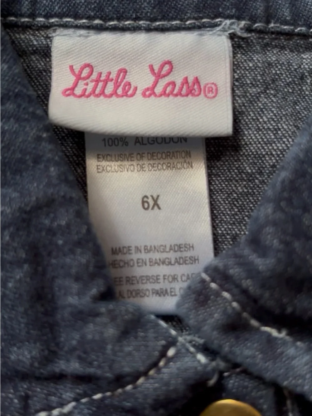 Little Lass Navy Denim Jacket and Vest Set with Tan Collar & Floral Embroidery